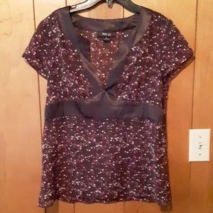 Style & Co 8 petite sheer brown blouse
